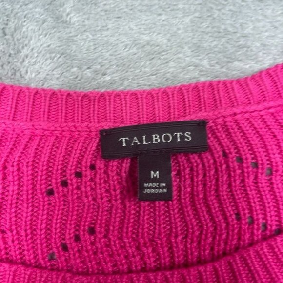 Talbots Pink Knit Sweater Medium Long Sleeve Rayon Blend a0466 - Picture 2 of 7